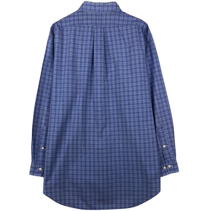 Ralph Lauren YARMOUTH Long Sleeve Button-Down Check Shirt, Men's Size L cotton Blue type light blue Vintage Second Hand