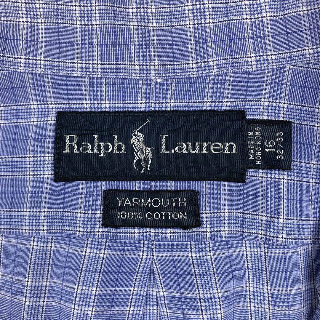 Ralph Lauren YARMOUTH Long Sleeve Button-Down Check Shirt, Men's Size L cotton Blue type light blue Vintage Second Hand