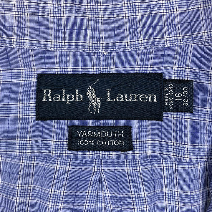 Ralph Lauren YARMOUTH Long Sleeve Button-Down Check Shirt, Men's Size L cotton Blue type light blue Vintage Second Hand