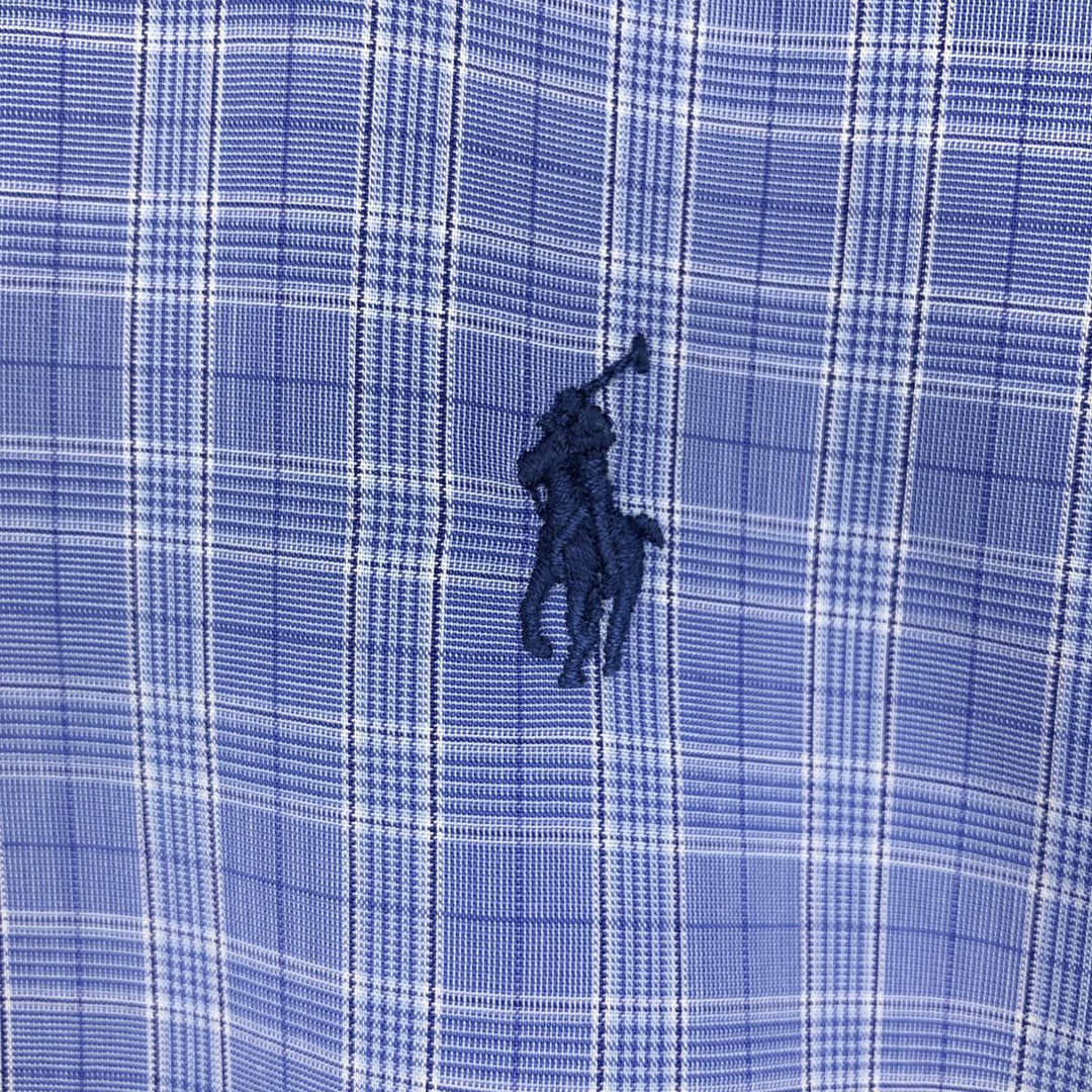 Ralph Lauren YARMOUTH Long Sleeve Button-Down Check Shirt, Men's Size L cotton Blue type light blue Vintage Second Hand