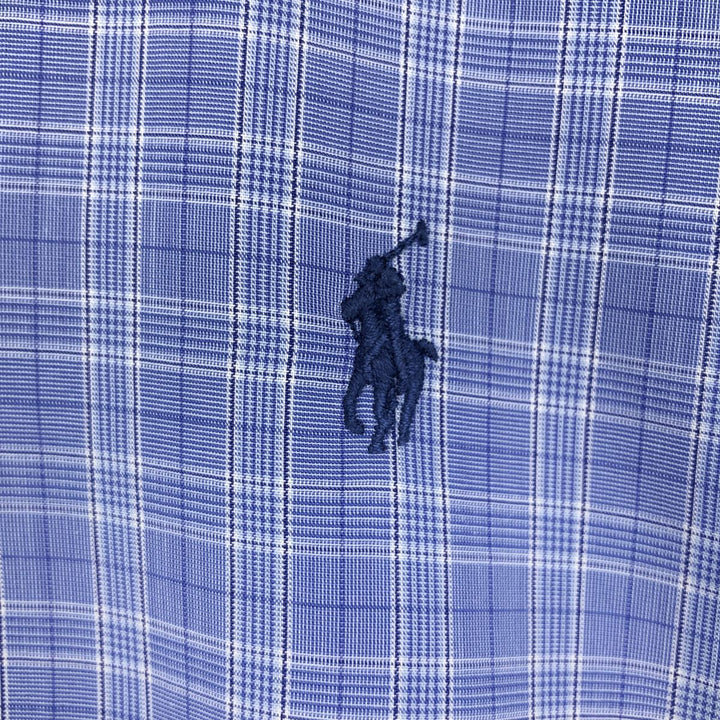 Ralph Lauren YARMOUTH Long Sleeve Button-Down Check Shirt, Men's Size L cotton Blue type light blue Vintage Second Hand