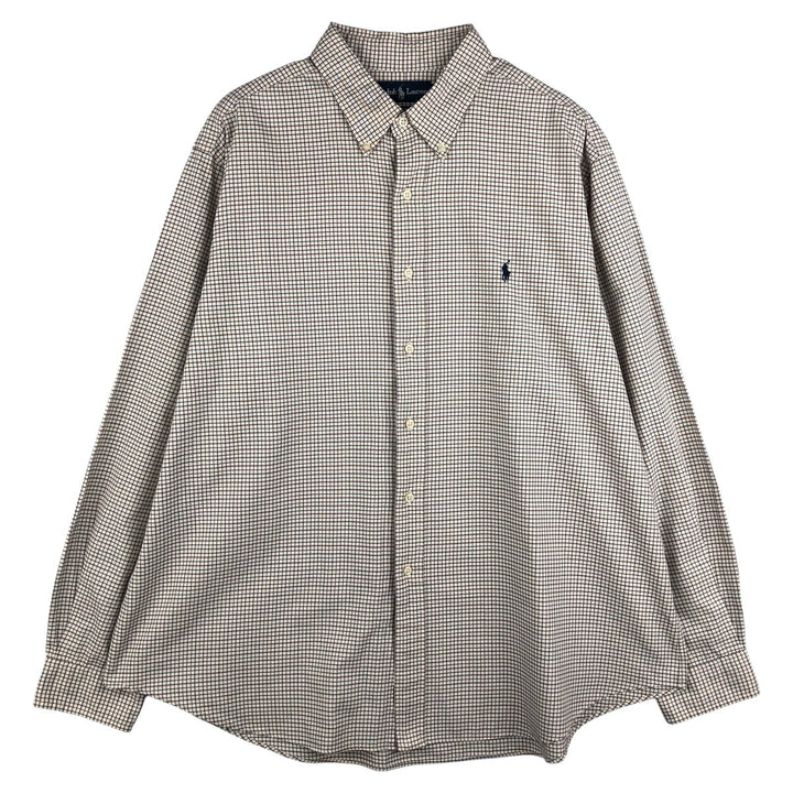 Ralph Lauren Classic Fit Long Sleeve Button Down Check Shirt Men's XXL cotton white type Vintage Second Hand