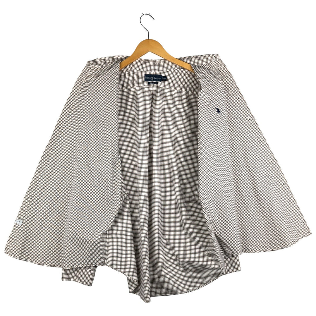 Ralph Lauren Classic Fit Long Sleeve Button Down Check Shirt Men's XXL cotton white type Vintage Second Hand