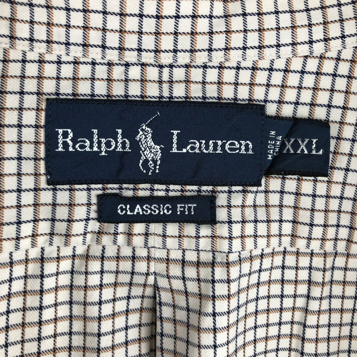 Ralph Lauren Classic Fit Long Sleeve Button Down Check Shirt Men's XXL cotton white type Vintage Second Hand
