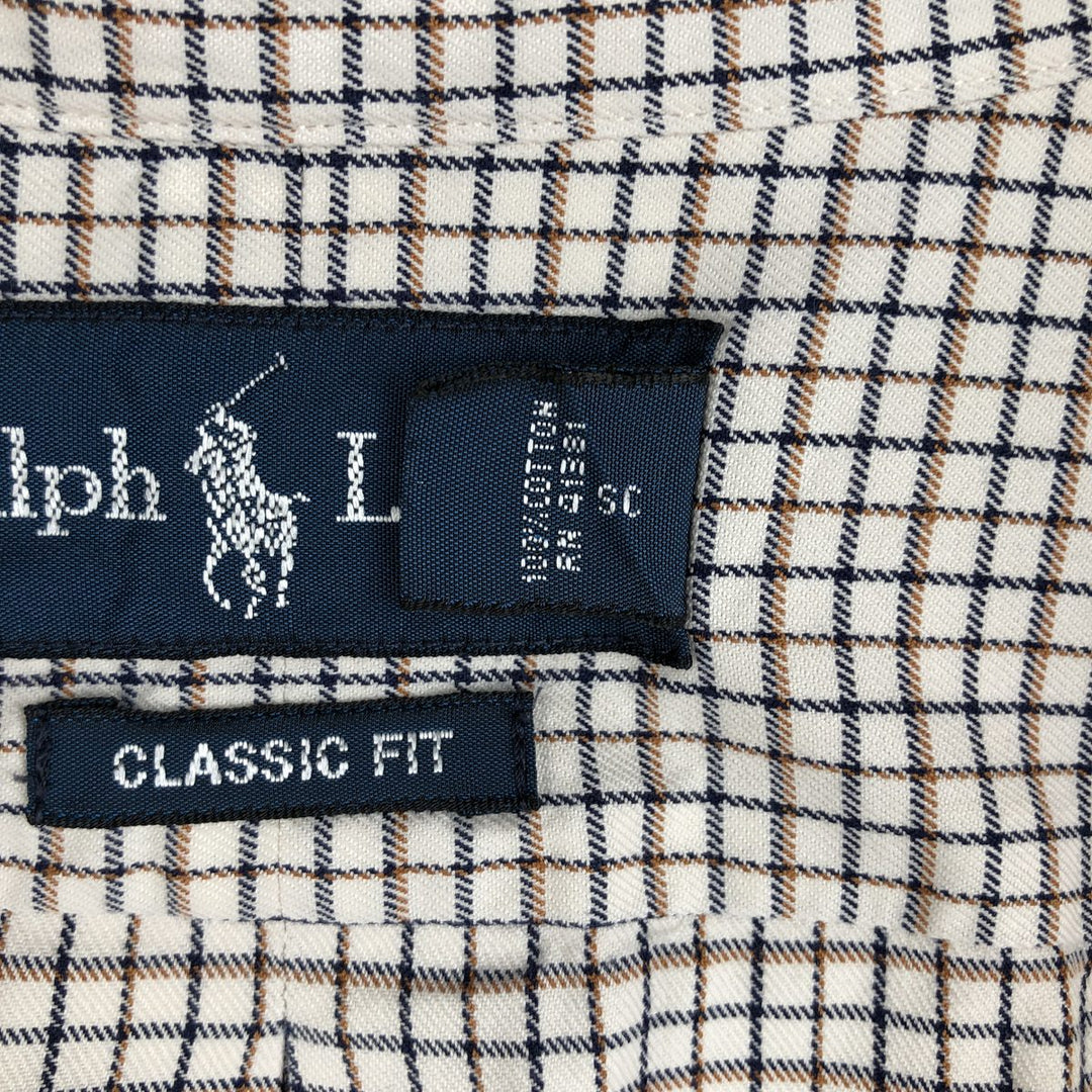 Ralph Lauren Classic Fit Long Sleeve Button Down Check Shirt Men's XXL cotton white type Vintage Second Hand