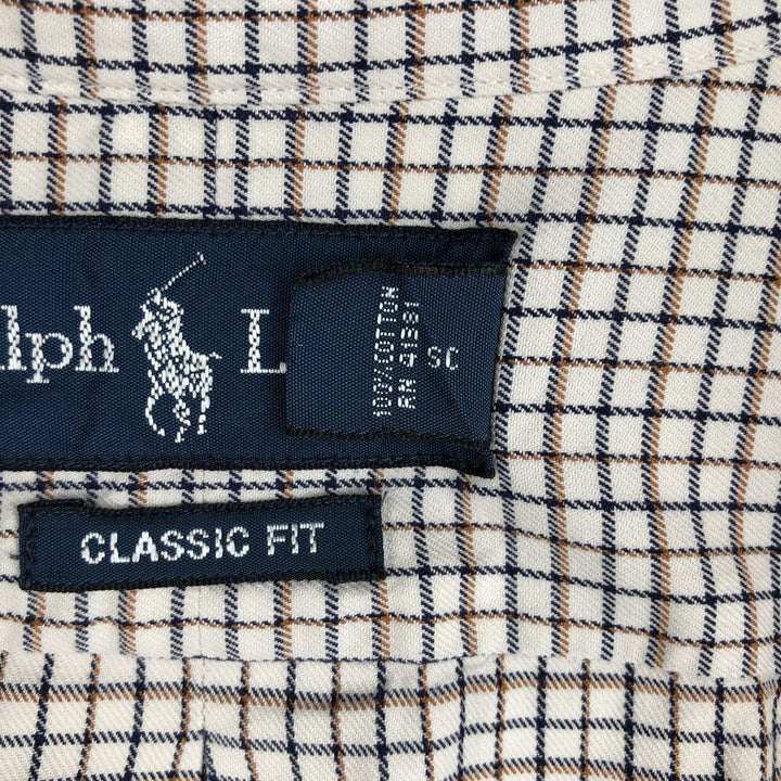 Ralph Lauren Classic Fit Long Sleeve Button Down Check Shirt Men's XXL cotton white type Vintage Second Hand