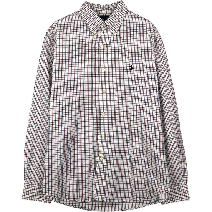Ralph Lauren CUSTOM FIT long sleeve button down check shirt, men's size L cotton white type Vintage Second Hand