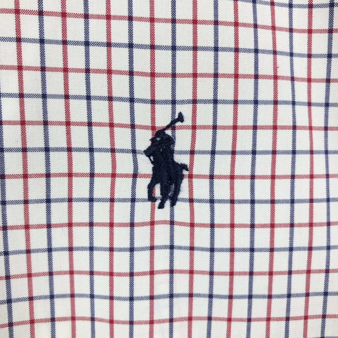 Ralph Lauren CUSTOM FIT long sleeve button down check shirt, men's size L cotton white type Vintage Second Hand