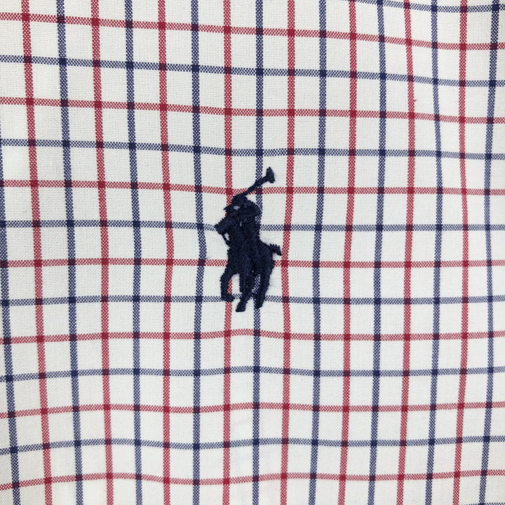 Ralph Lauren CUSTOM FIT long sleeve button down check shirt, men's size L cotton white type Vintage Second Hand