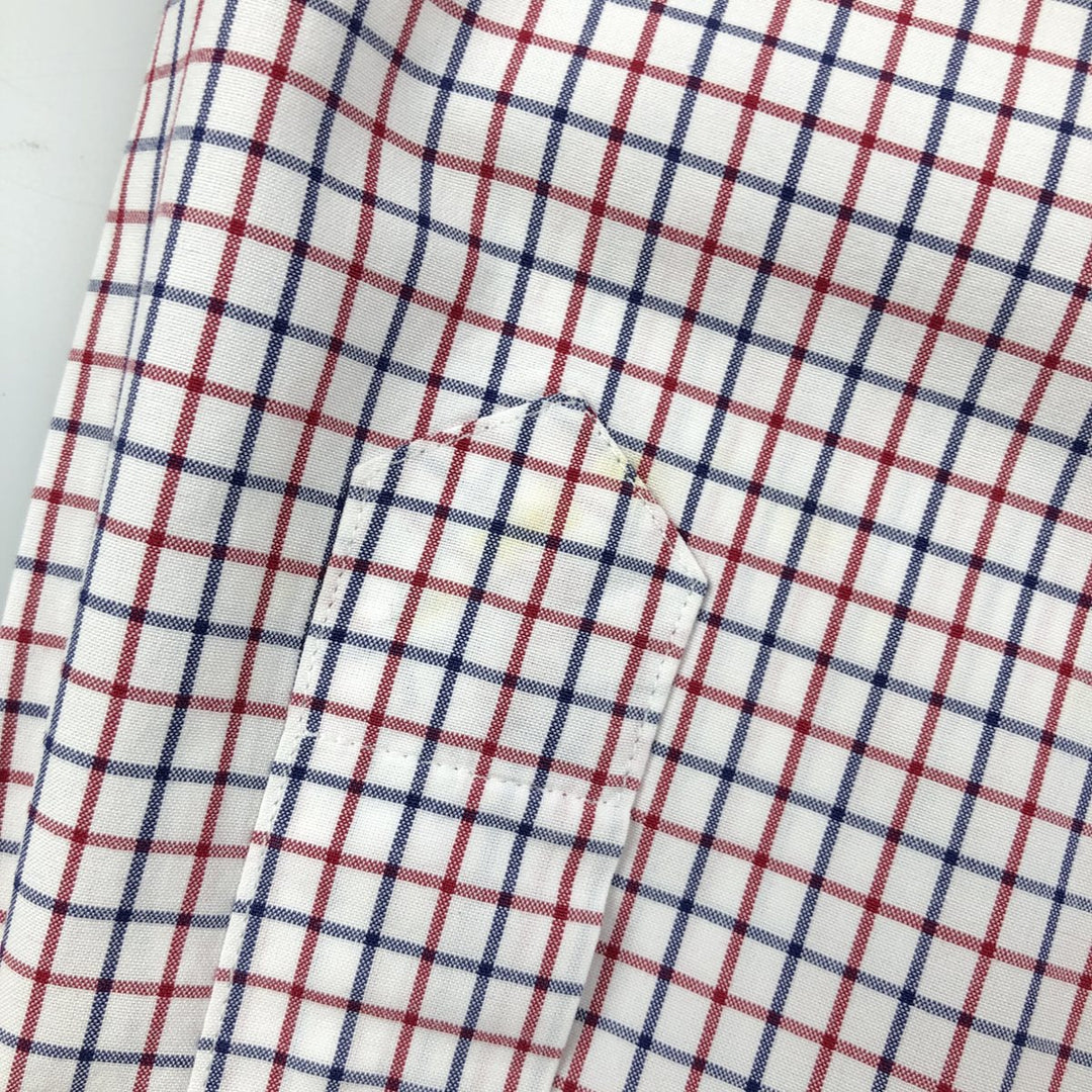 Ralph Lauren CUSTOM FIT long sleeve button down check shirt, men's size L cotton white type Vintage Second Hand
