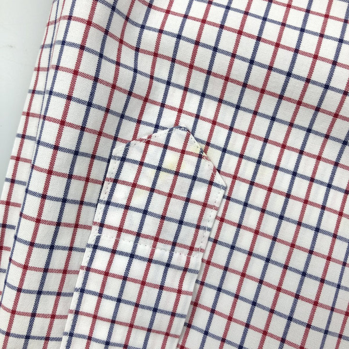 Ralph Lauren CUSTOM FIT long sleeve button down check shirt, men's size L cotton white type Vintage Second Hand