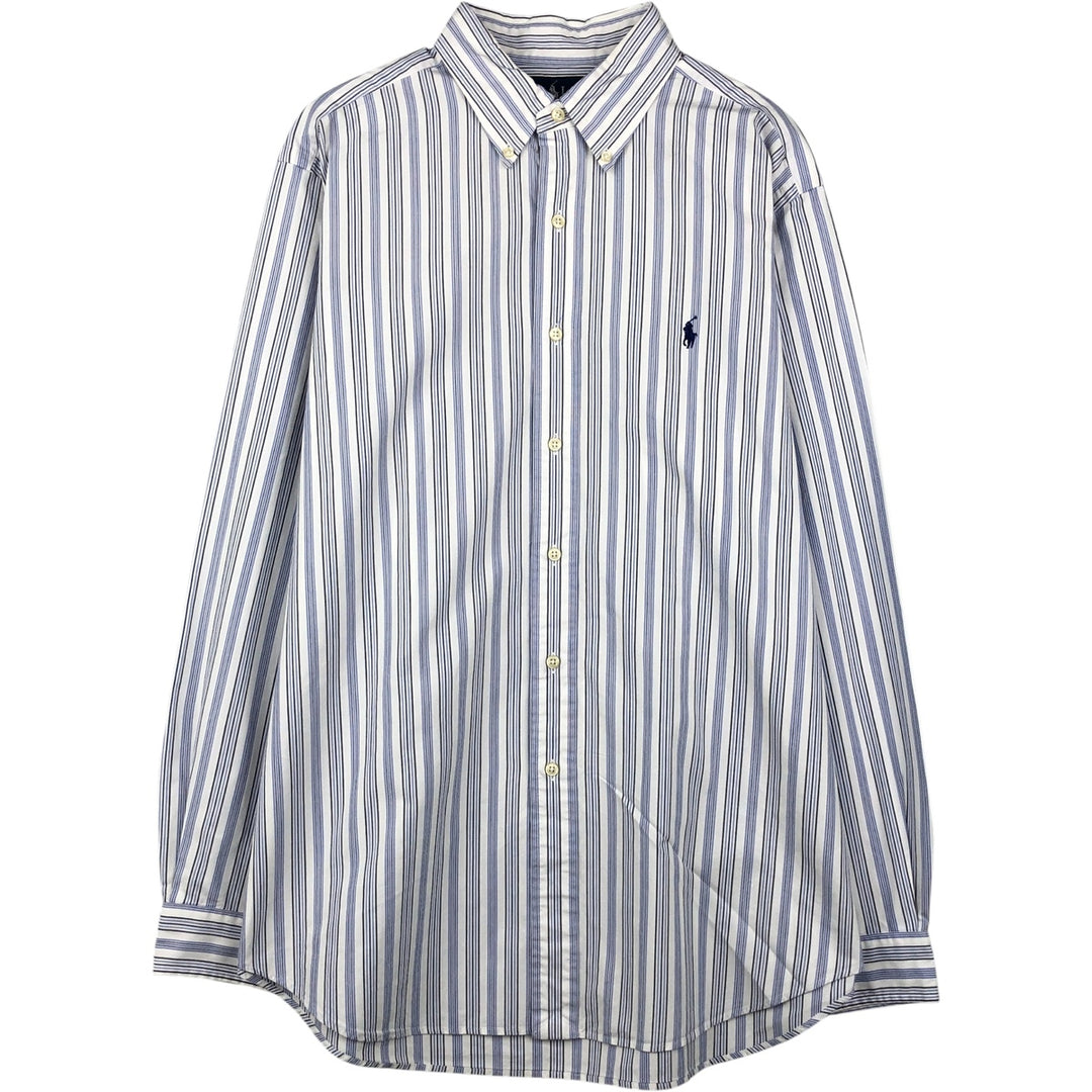 Ralph Lauren Classic Fit Multi Stripe Long Sleeve Button Down Striped Shirt Men's Size L cotton white type Vintage Second Hand
