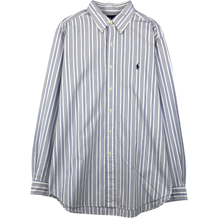 Ralph Lauren Classic Fit Multi Stripe Long Sleeve Button Down Striped Shirt Men's Size L cotton white type Vintage Second Hand