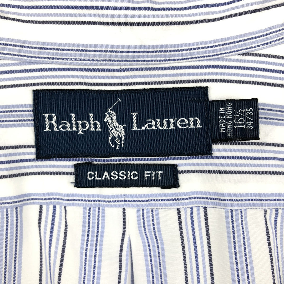 Ralph Lauren Classic Fit Multi Stripe Long Sleeve Button Down Striped Shirt Men's Size L cotton white type Vintage Second Hand
