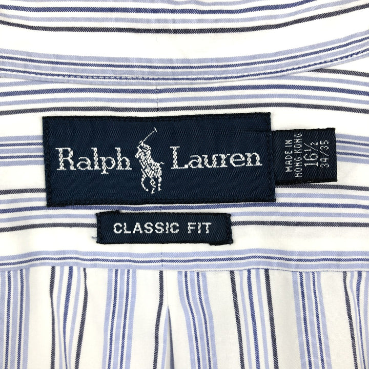 Ralph Lauren Classic Fit Multi Stripe Long Sleeve Button Down Striped Shirt Men's Size L cotton white type Vintage Second Hand