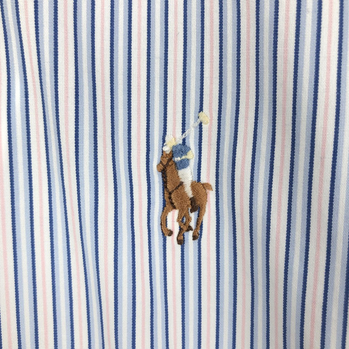 Ralph Lauren Custom Fit Multi-Stripe Long Sleeve Button-Down Striped Shirt, Men's Size L cotton Blue type light blue Vintage Second Hand