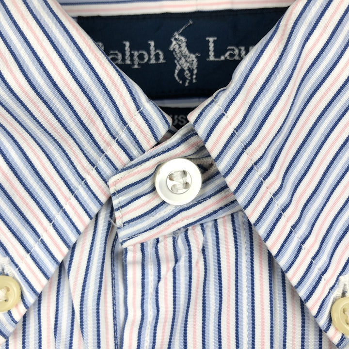 Ralph Lauren Custom Fit Multi-Stripe Long Sleeve Button-Down Striped Shirt, Men's Size L cotton Blue type light blue Vintage Second Hand