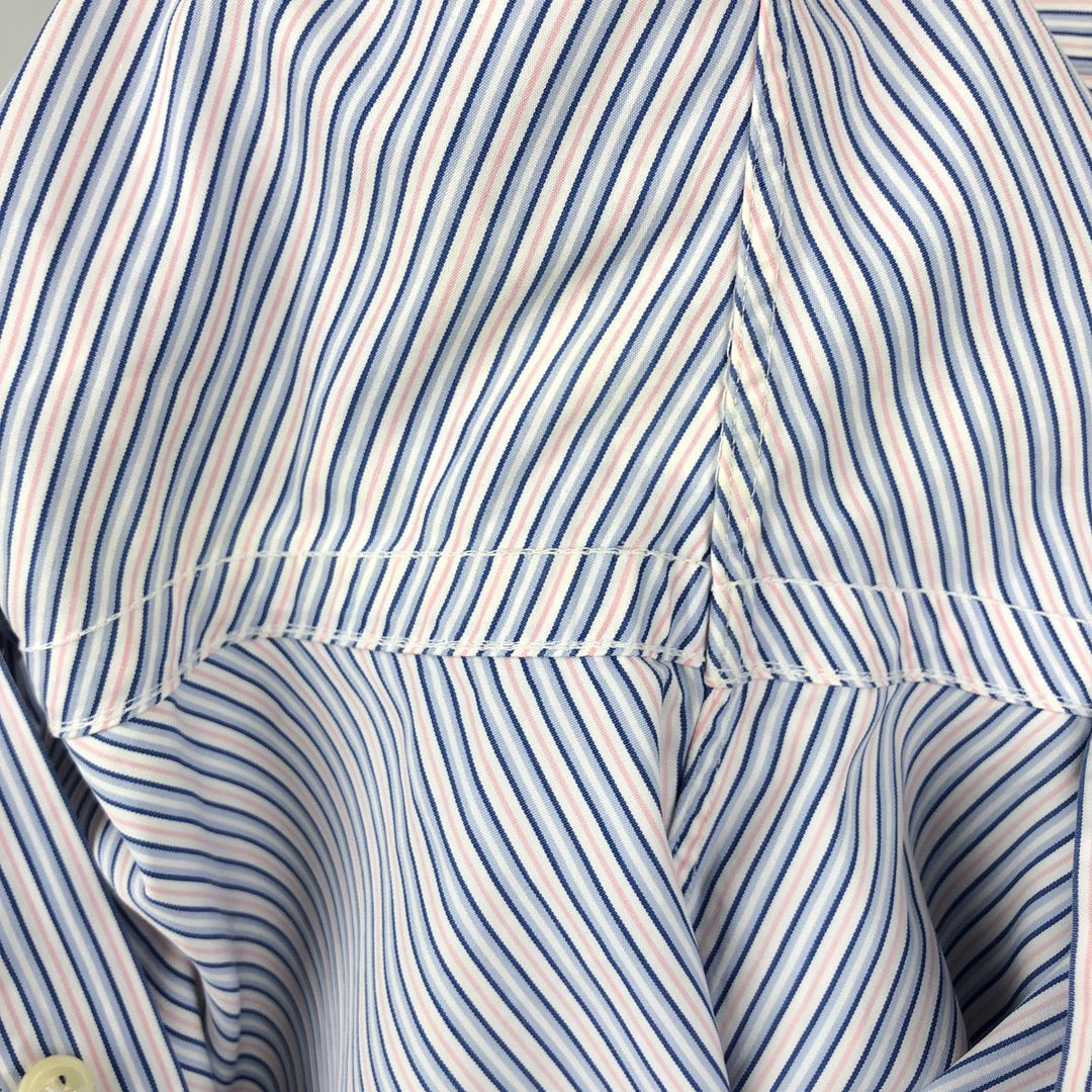 Ralph Lauren Custom Fit Multi-Stripe Long Sleeve Button-Down Striped Shirt, Men's Size L cotton Blue type light blue Vintage Second Hand