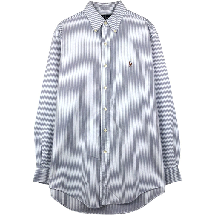 Ralph Lauren YARMOUTH Long Sleeve Button-Down Striped Shirt, Men's M Size cotton white type Vintage Second Hand
