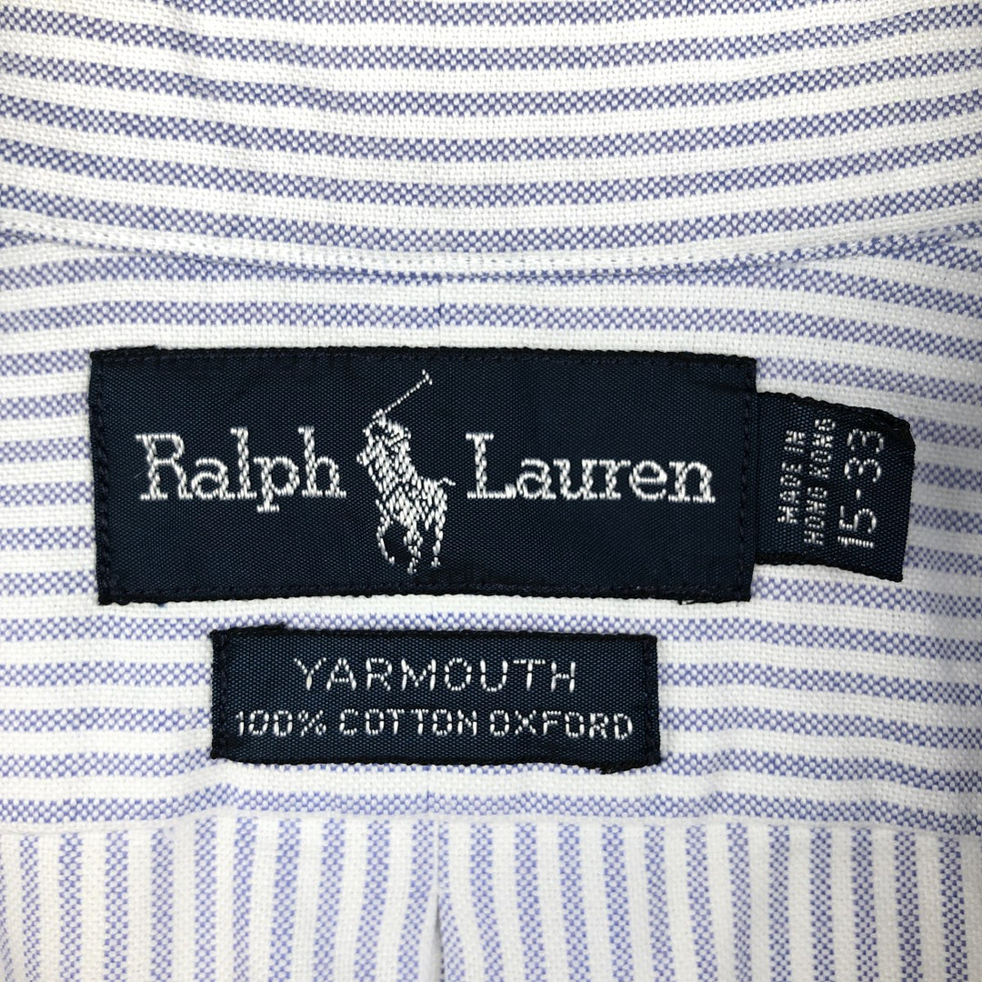 Ralph Lauren YARMOUTH Long Sleeve Button-Down Striped Shirt, Men's M Size cotton white type Vintage Second Hand