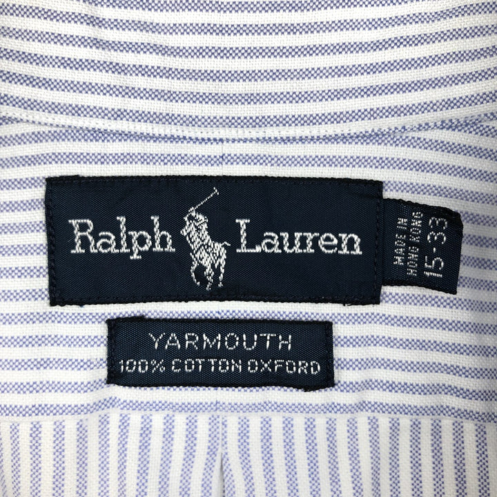Ralph Lauren YARMOUTH Long Sleeve Button-Down Striped Shirt, Men's M Size cotton white type Vintage Second Hand