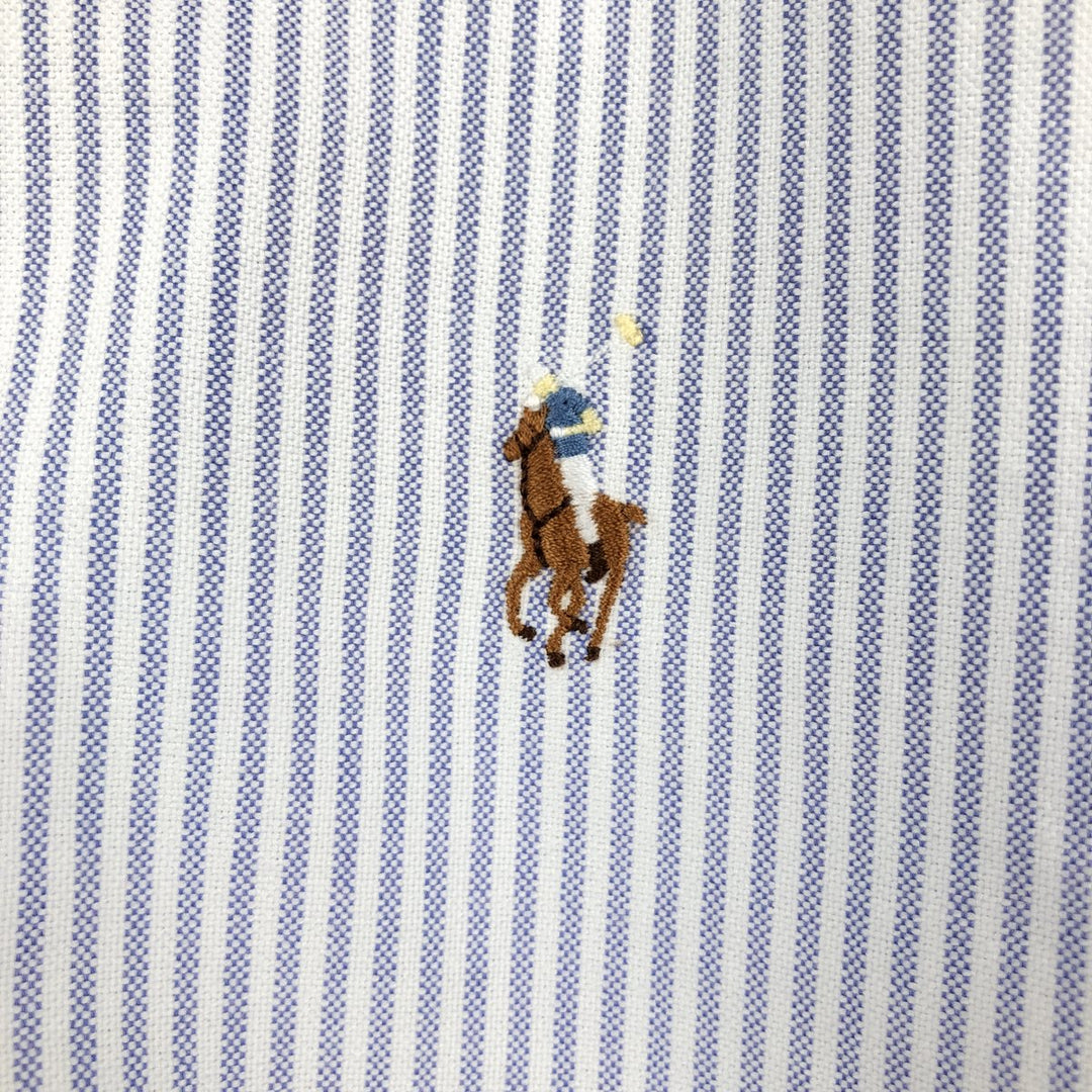Ralph Lauren YARMOUTH Long Sleeve Button-Down Striped Shirt, Men's M Size cotton white type Vintage Second Hand