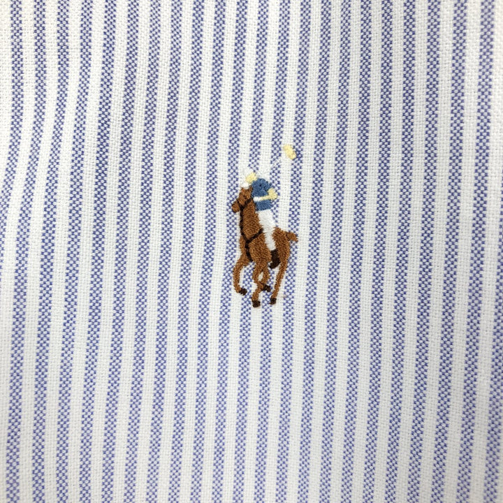 Ralph Lauren YARMOUTH Long Sleeve Button-Down Striped Shirt, Men's M Size cotton white type Vintage Second Hand