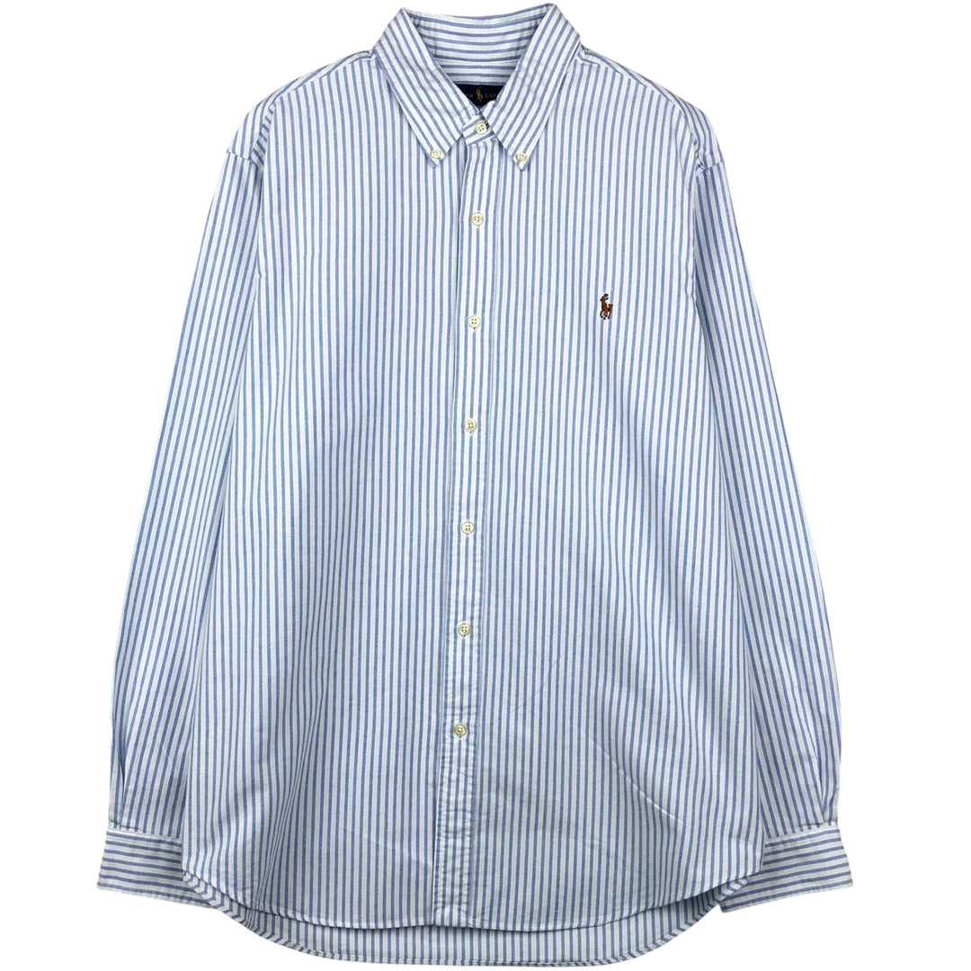 Ralph Lauren long sleeve button down striped shirt, men's XL size cotton white type Vintage Second Hand
