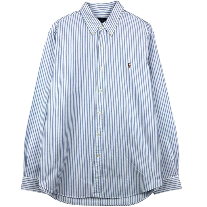 Ralph Lauren long sleeve button down striped shirt, men's XL size cotton white type Vintage Second Hand
