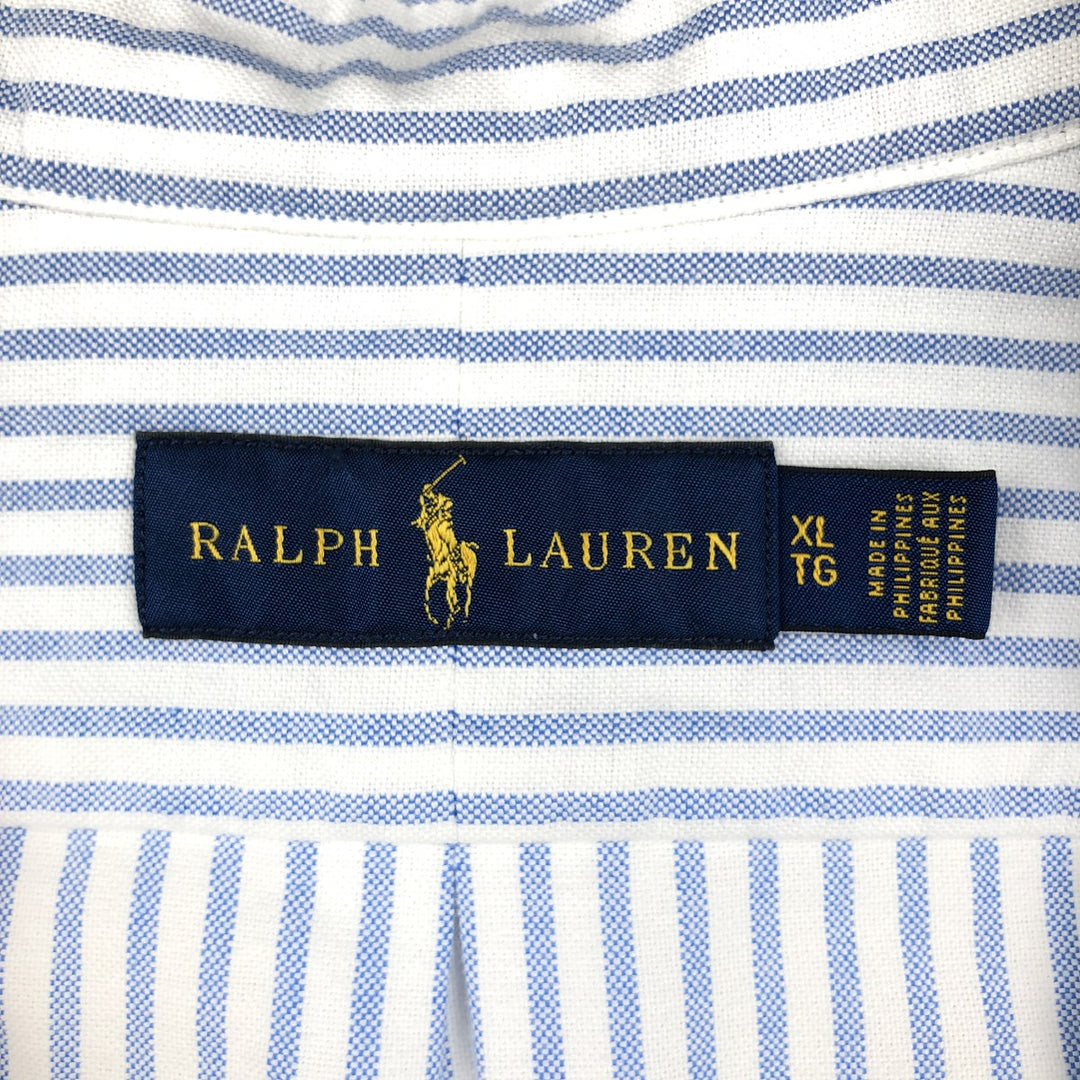 Ralph Lauren long sleeve button down striped shirt, men's XL size cotton white type Vintage Second Hand