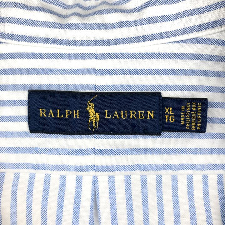 Ralph Lauren long sleeve button down striped shirt, men's XL size cotton white type Vintage Second Hand
