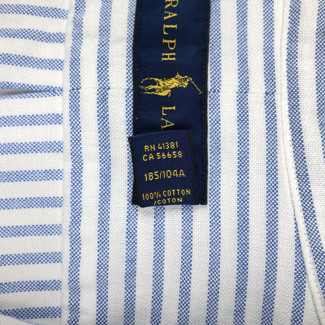 Ralph Lauren long sleeve button down striped shirt, men's XL size cotton white type Vintage Second Hand