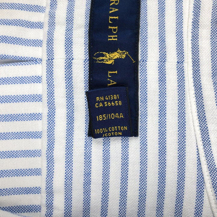 Ralph Lauren long sleeve button down striped shirt, men's XL size cotton white type Vintage Second Hand