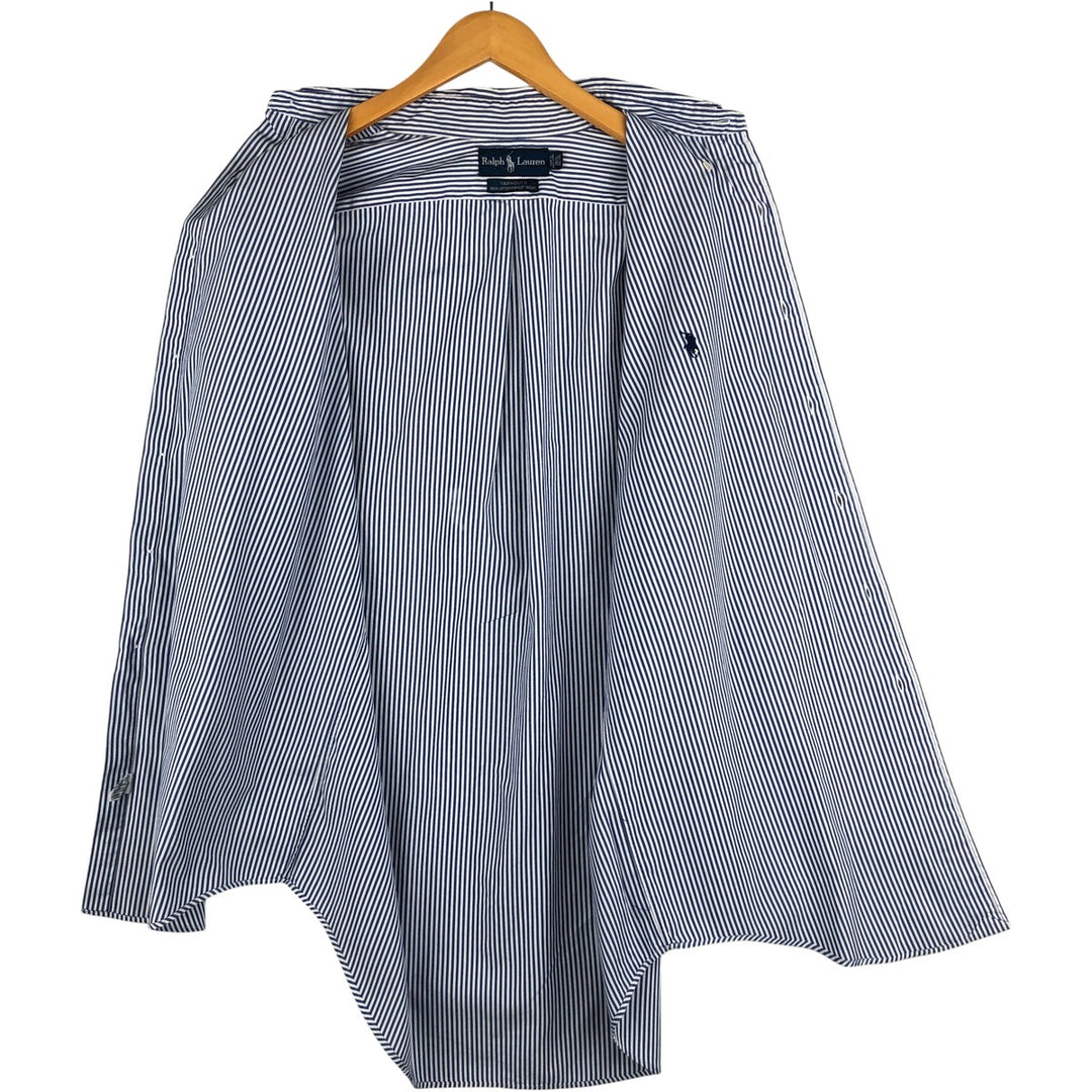 Ralph Lauren YARMOUTH Long Sleeve Button-Down Striped Shirt, Men's M Size cotton white type Vintage Second Hand