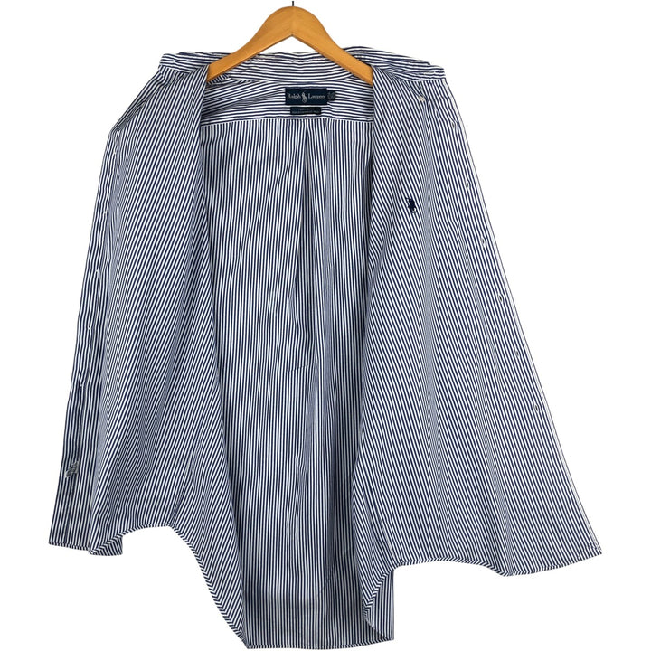 Ralph Lauren YARMOUTH Long Sleeve Button-Down Striped Shirt, Men's M Size cotton white type Vintage Second Hand