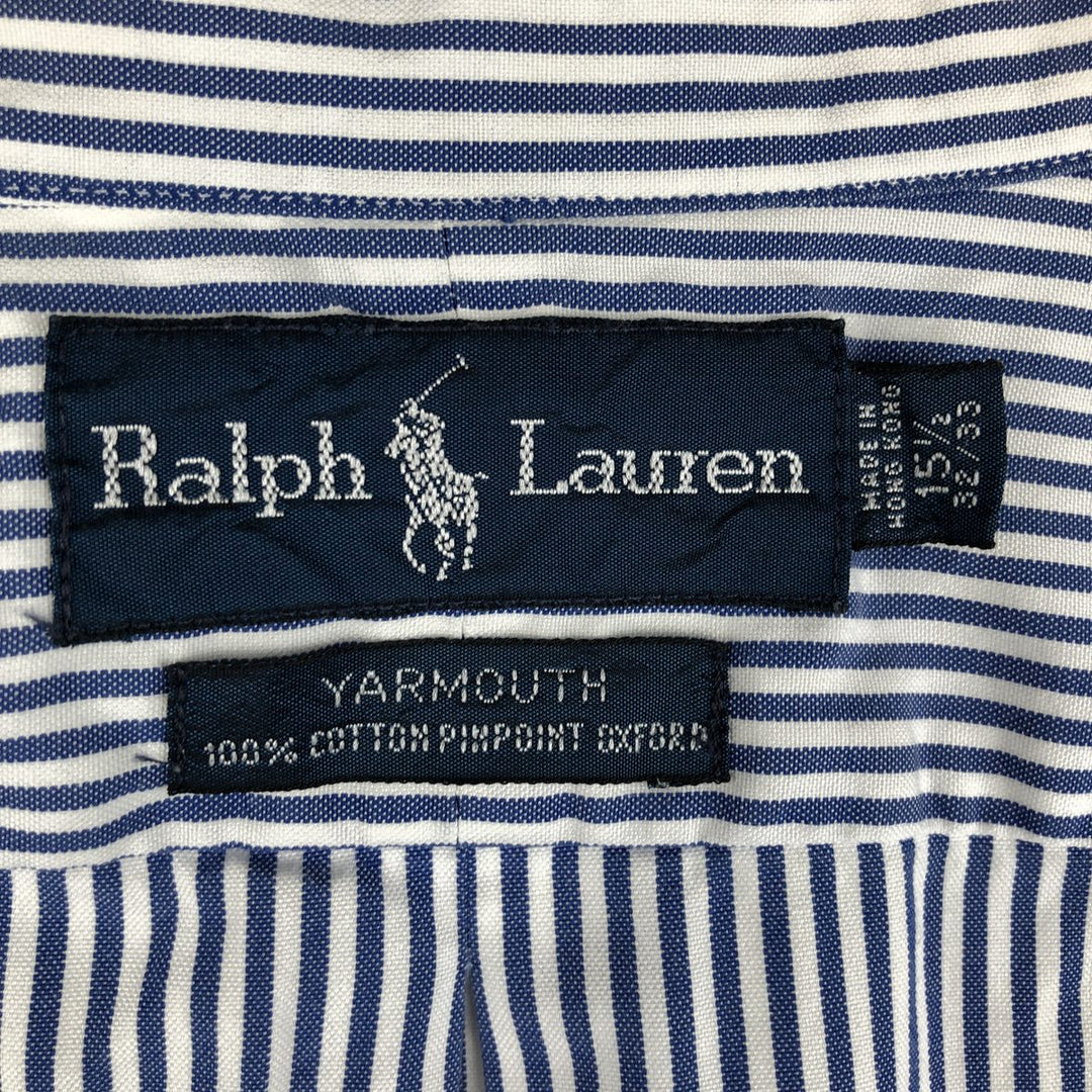 Ralph Lauren YARMOUTH Long Sleeve Button-Down Striped Shirt, Men's M Size cotton white type Vintage Second Hand