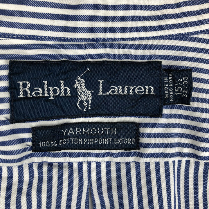 Ralph Lauren YARMOUTH Long Sleeve Button-Down Striped Shirt, Men's M Size cotton white type Vintage Second Hand