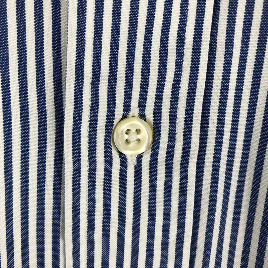 Ralph Lauren YARMOUTH Long Sleeve Button-Down Striped Shirt, Men's M Size cotton white type Vintage Second Hand