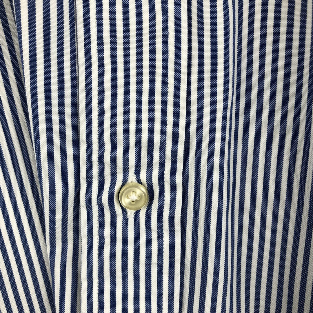 Ralph Lauren YARMOUTH Long Sleeve Button-Down Striped Shirt, Men's M Size cotton white type Vintage Second Hand