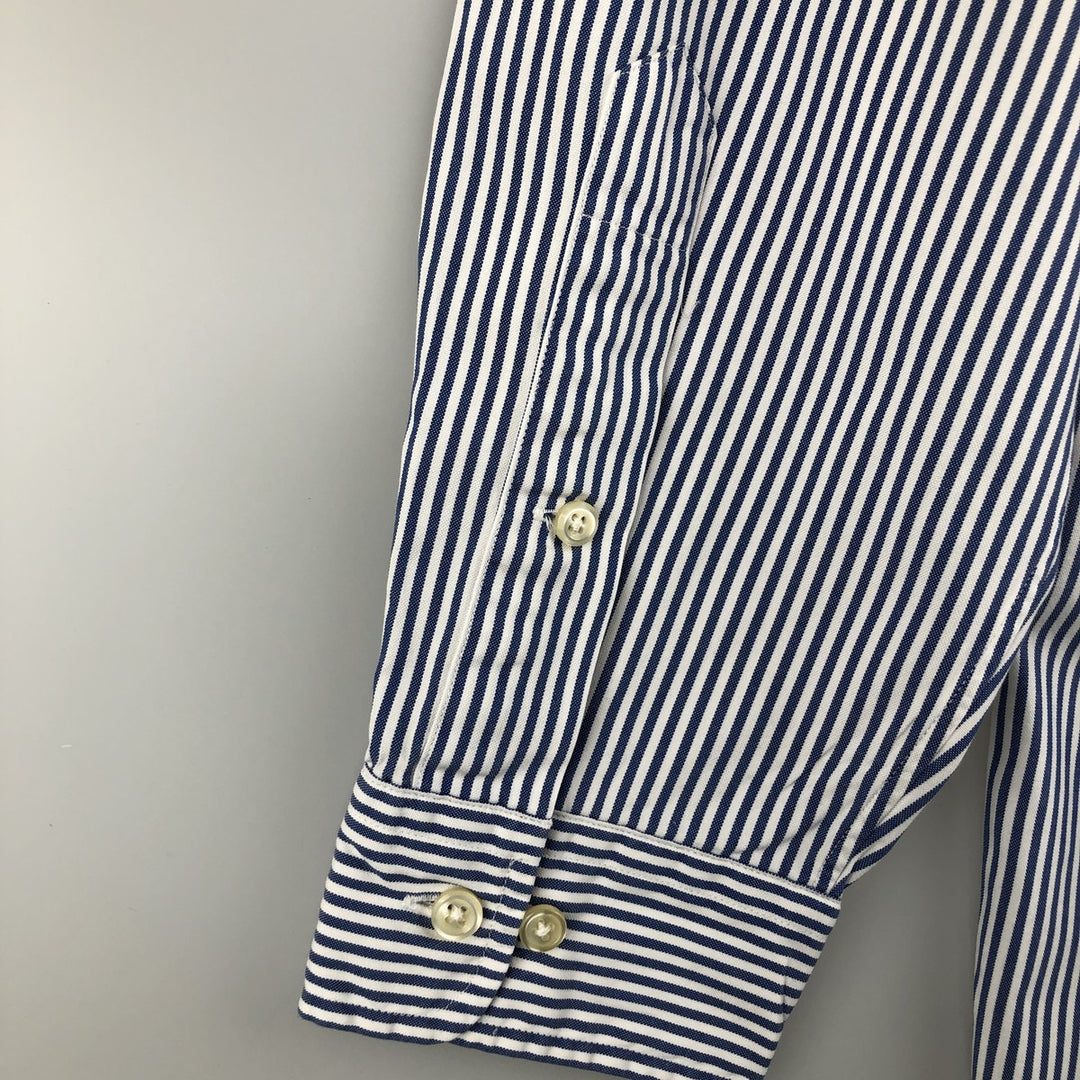 Ralph Lauren YARMOUTH Long Sleeve Button-Down Striped Shirt, Men's M Size cotton white type Vintage Second Hand