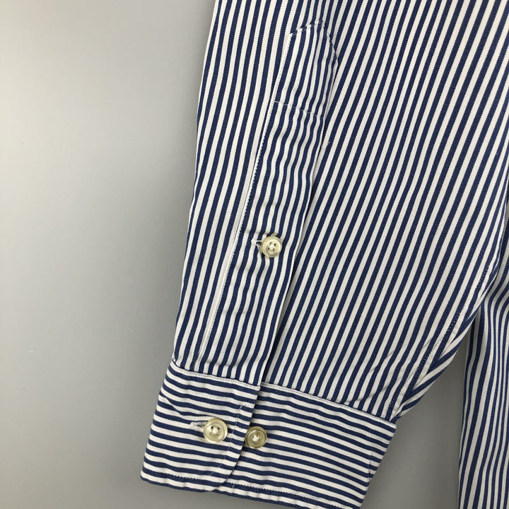Ralph Lauren YARMOUTH Long Sleeve Button-Down Striped Shirt, Men's M Size cotton white type Vintage Second Hand