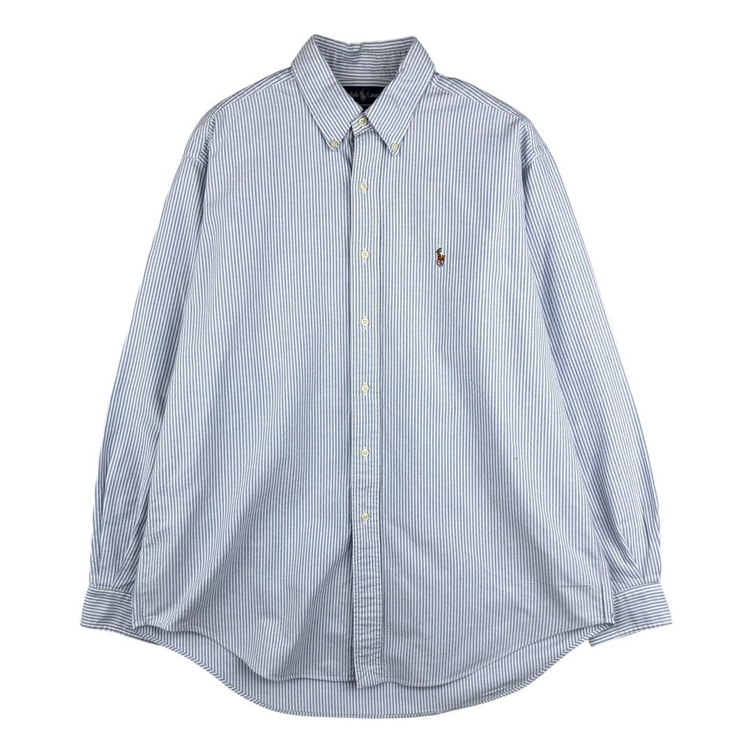 Ralph Lauren YARMOUTH Long Sleeve Button-Down Striped Shirt, Men's Size L cotton white type Vintage Second Hand
