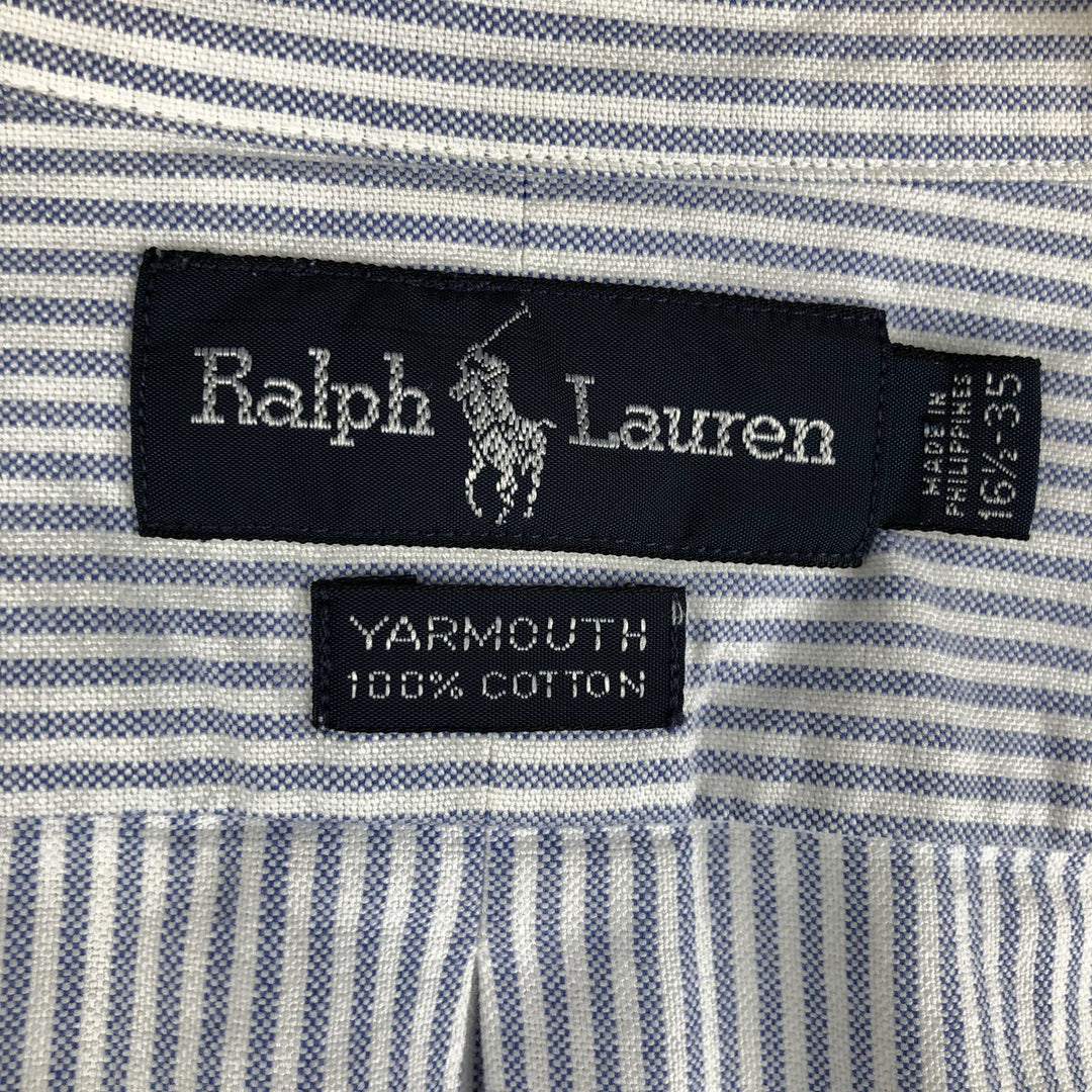 Ralph Lauren YARMOUTH Long Sleeve Button-Down Striped Shirt, Men's Size L cotton white type Vintage Second Hand