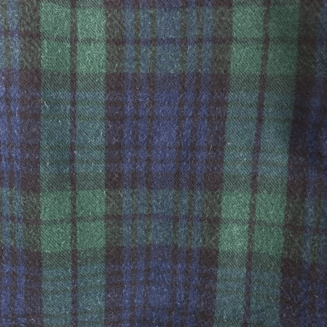 LLBean Blackwatch Check Long Sleeve Button-Down Flannel Check Shirt, Men's Size XL cotton Green type dark green Vintage Second Hand