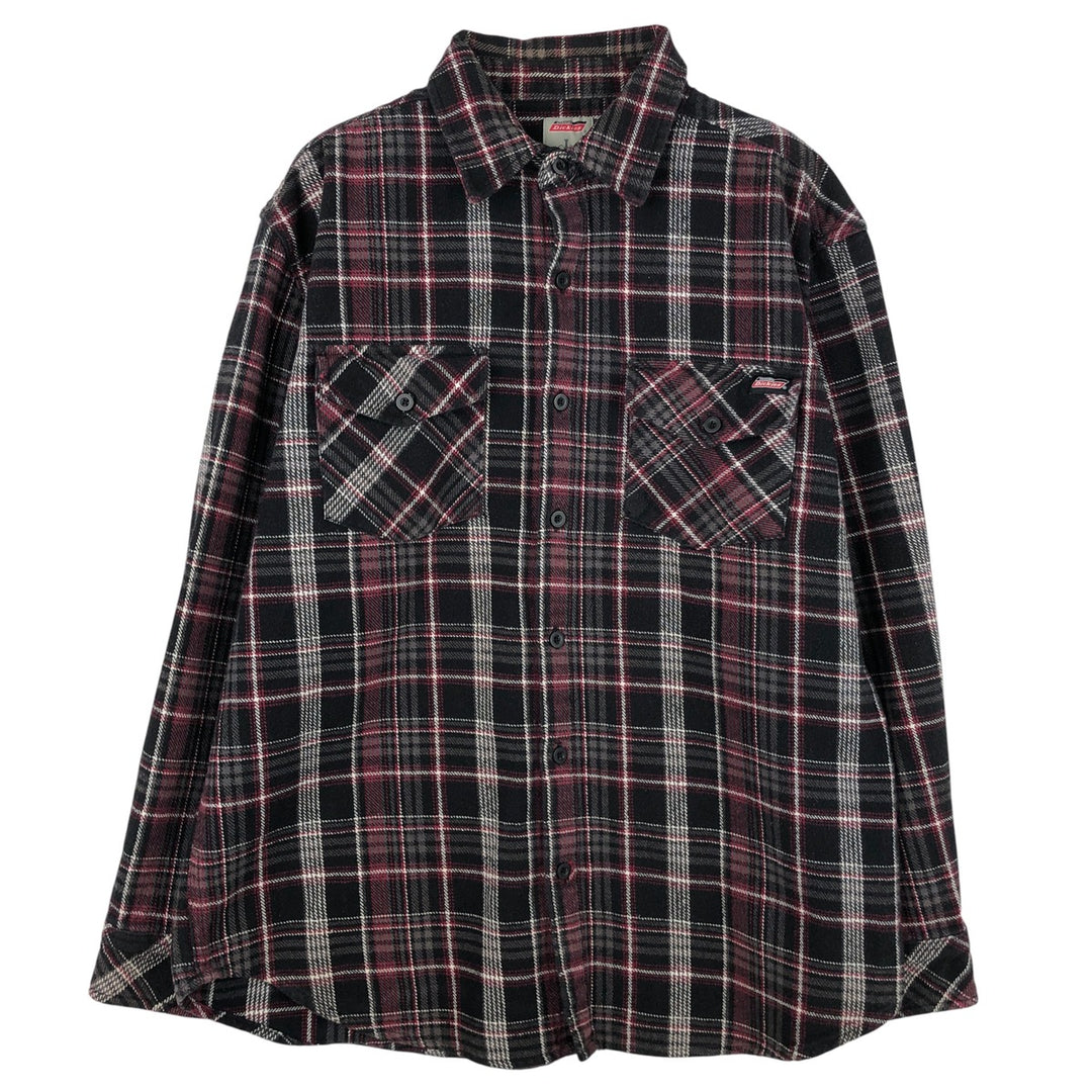 Dickies Long Sleeve Flannel Check Shirt, Men's Size L cotton red type Vintage Second Hand