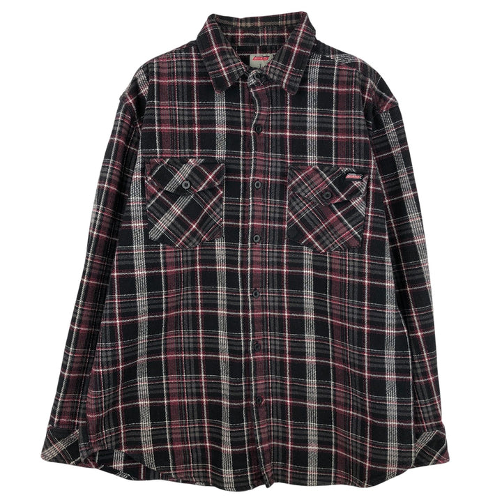Dickies Long Sleeve Flannel Check Shirt, Men's Size L cotton red type Vintage Second Hand