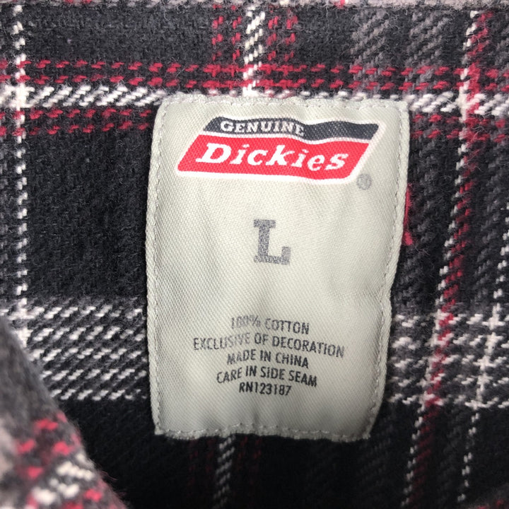 Dickies Long Sleeve Flannel Check Shirt, Men's Size L cotton red type Vintage Second Hand