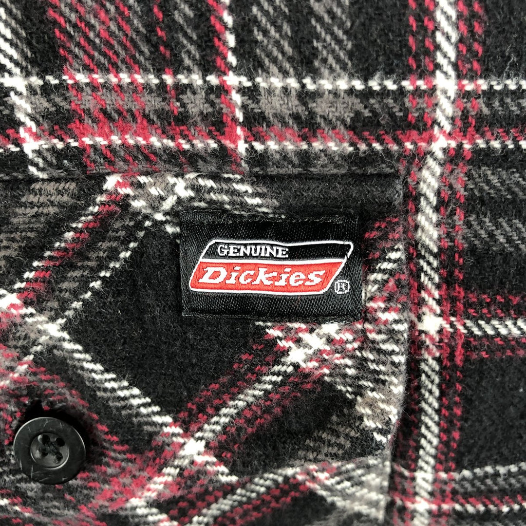 Dickies Long Sleeve Flannel Check Shirt, Men's Size L cotton red type Vintage Second Hand