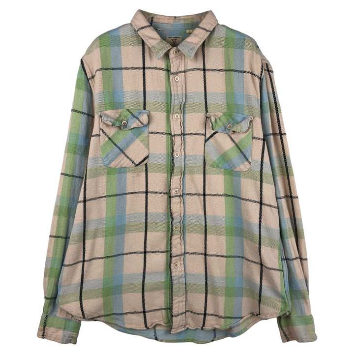 Levi's Long Sleeve Flannel Check Shirt, Men's Size L cotton ivory Vintage Second Hand
