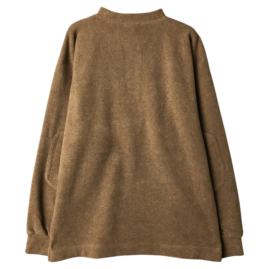 90'S Nautica Henley Neck Fleece Pullover, Men's Size Medium, Vintage polyester Beige type Vintage Second Hand